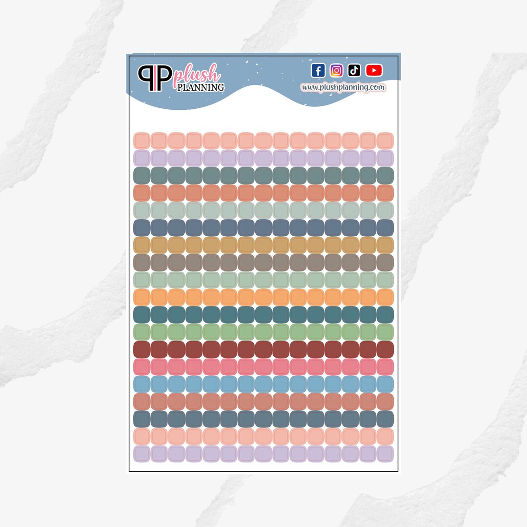 Sticker Multi Quat Writable Quarter Size Squares Tracker Labels Planner Stickers, Plush ...