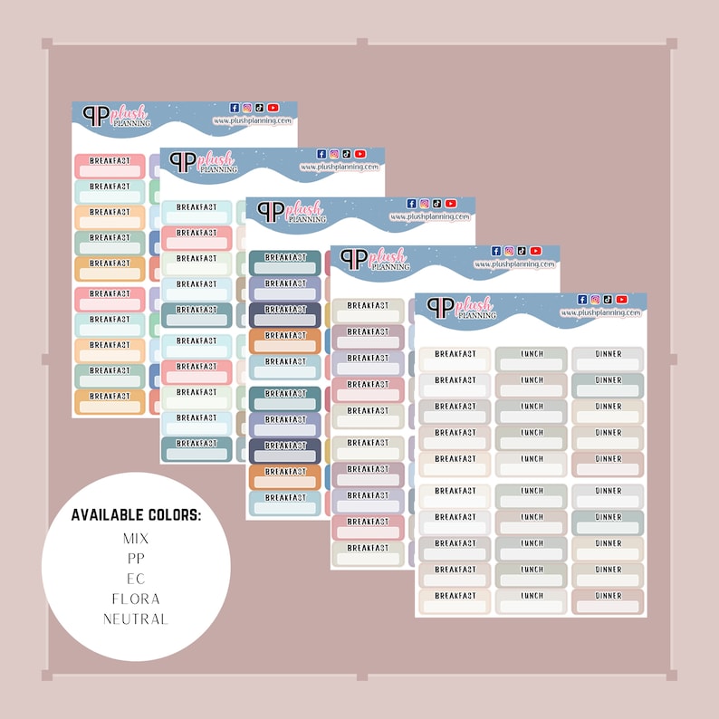 Breakfast, Lunch, Dinner Label Box Tracker Planner Stickers - Etsy