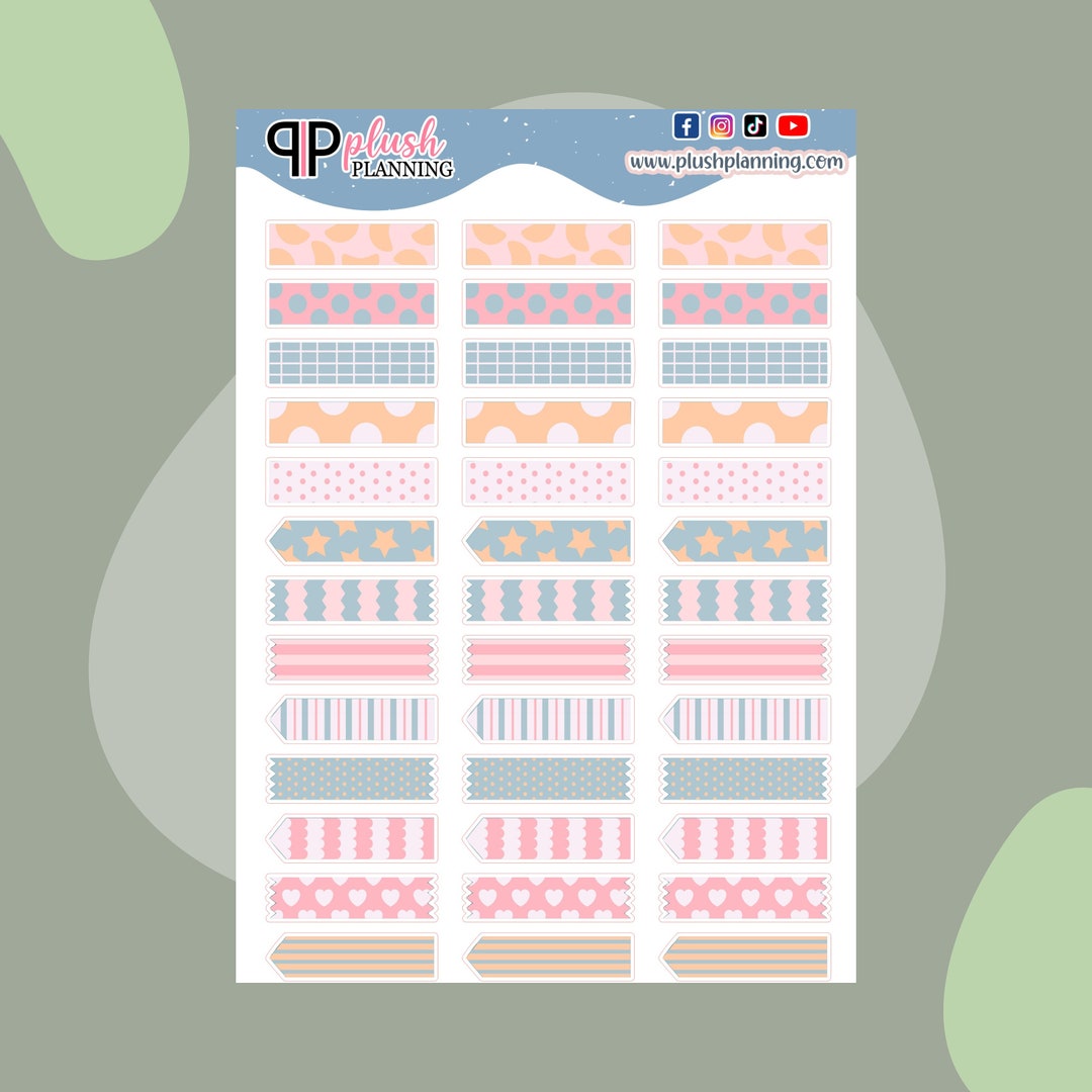 Pastel Washi Tape Stickers, Scrapbooking & Planner Decoration - Etsy