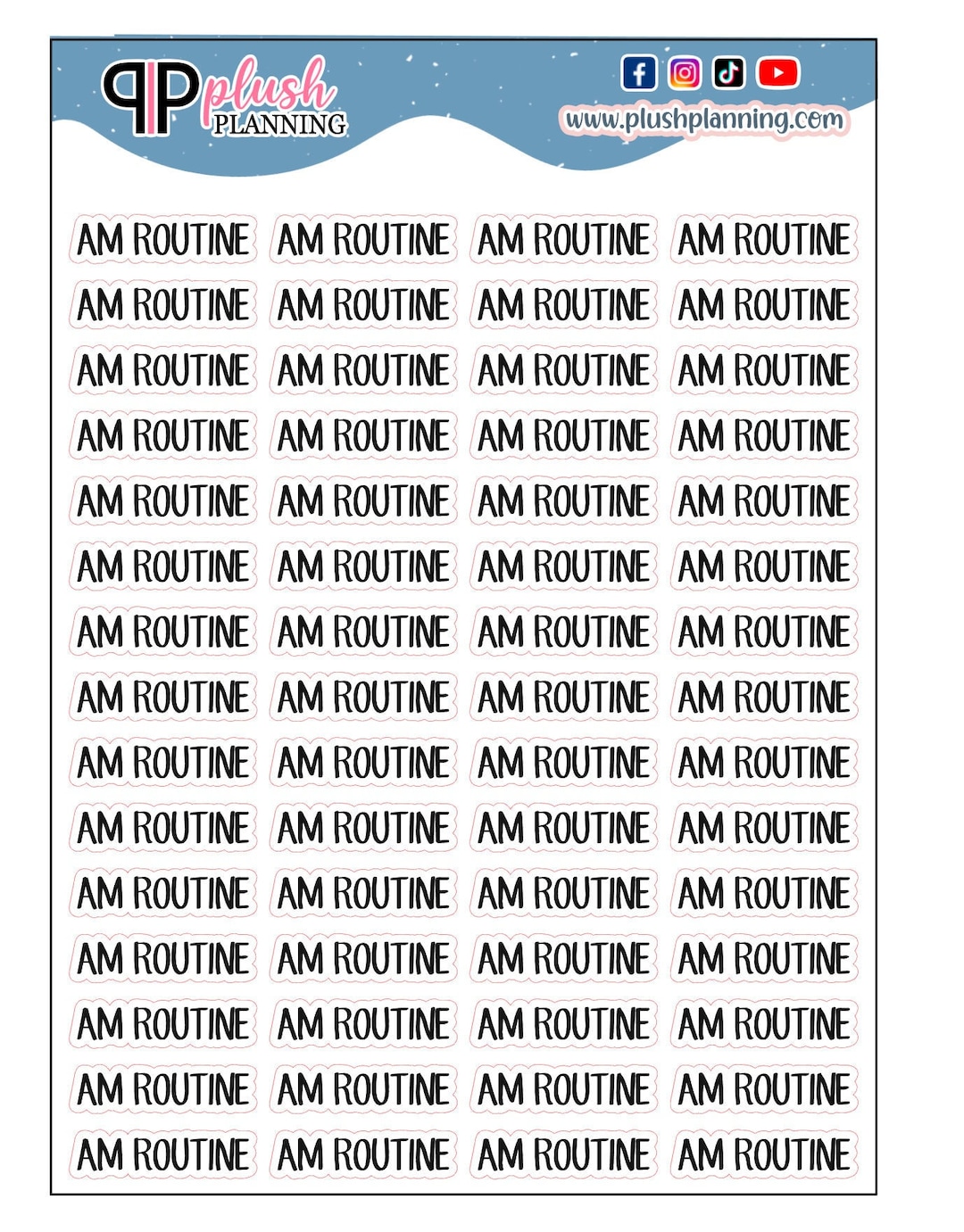 PM Routine and AM Routine Script Planner Stickers, Black Color ...