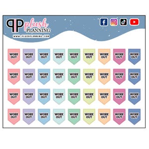 WorkOut Flags Planner Stickers, Functional Planner Stickers, Workout Fitness Tracker, Exercise Workout, Fitness Day, Pick A Color