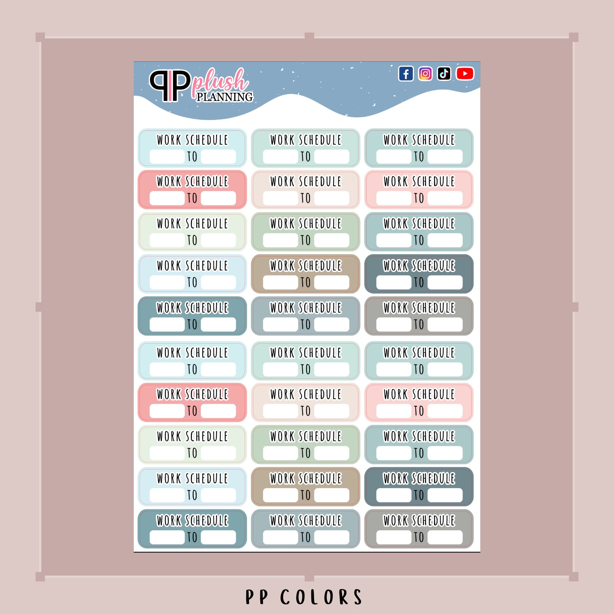 Work Schedule Tracker Planner Stickers - Etsy