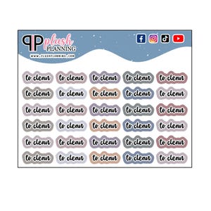 Scriptplannerstickers schoonmaken, functionele scriptplannerstickers, nieuwe pp dromerige kleuren, huishoudelijke tracker schoonmaken, schoonmaaktracker