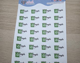 Recycle Day Planner Stickers, Functional Deco, Removable Stickers