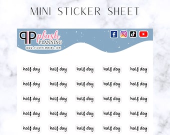 Half Day Script Planner Stickers, Minis Collection, Plush Planning