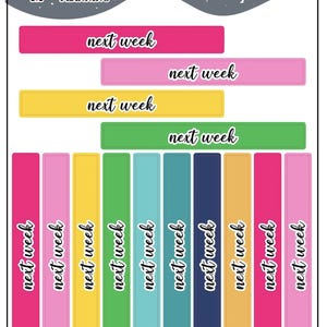 Next Week Label Block Planner Stickers - Emily Ley Simplified Colors, Mini Sheet Size, Next Week Tracker Labels