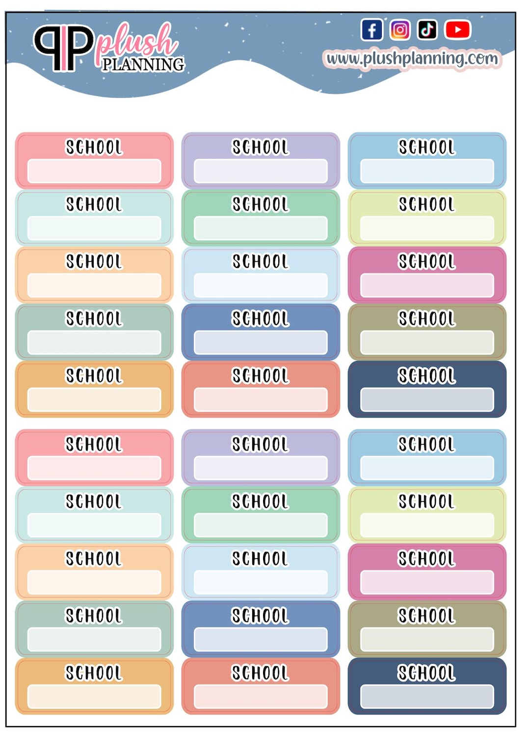 School Label Box Tracker Planner Stickers, Writable Functional Planner ...