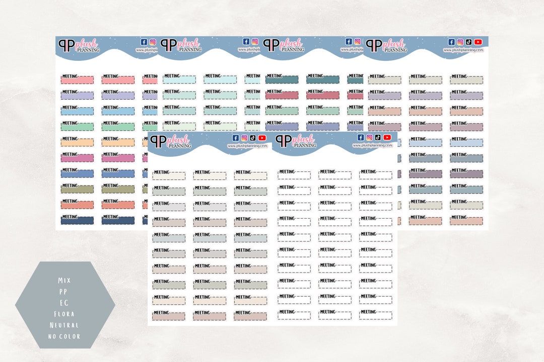Meeting Dash Quarter Box Planner Stickers, Writable Functional Stickers ...