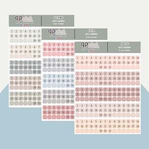 Date Monthly Squares Tracker Planner Stickers, Minimalist Collection, Functional Stickers, Plush Planning