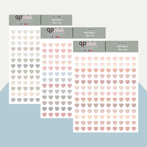 Mini Hearts Planner Stickers, Minimalist Collection, Bullet Journal, Functional Minimal Stickers, Plush Planning