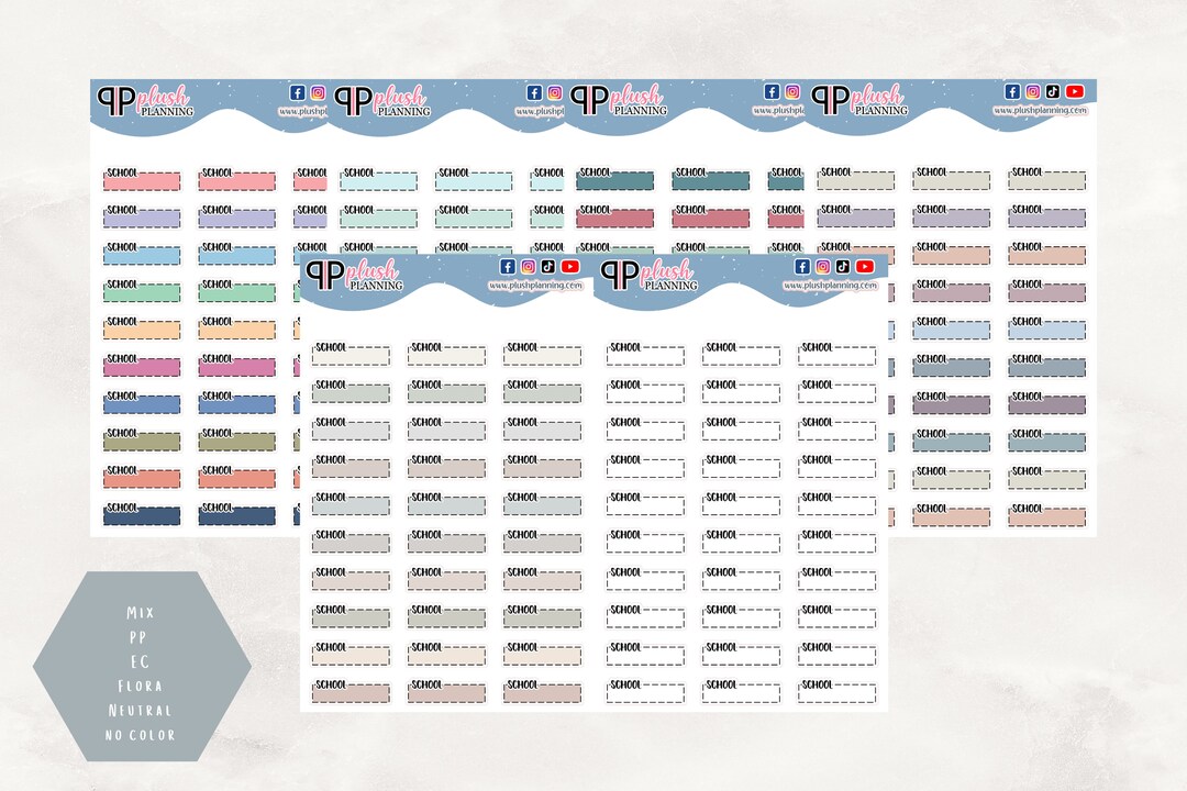 School Dash Quarter Box Planner Stickers, Writable Functional Stickers ...