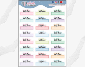 Bill Due Script Planner Stickers, Budget Tracker
