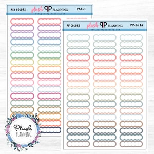 Skinny Scallop Planner Stickers, Mix Colors, PP Colors, Removable Stickers, Plush Planning