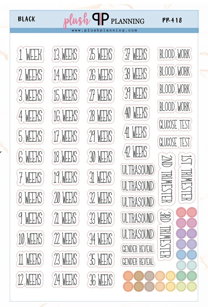 PREGNANCY WEEKLY COUNTDOWN Script Planner Stickers, Must Haves ...