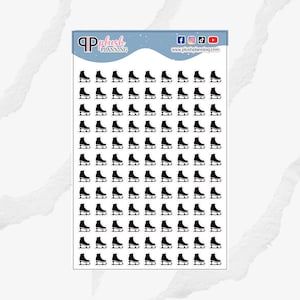 Ice Skating Icon Planner Stickers, Skating Practice, Skating Tracker, Functional Stickers, Journaling Stickers, Black Color, Plush Planning