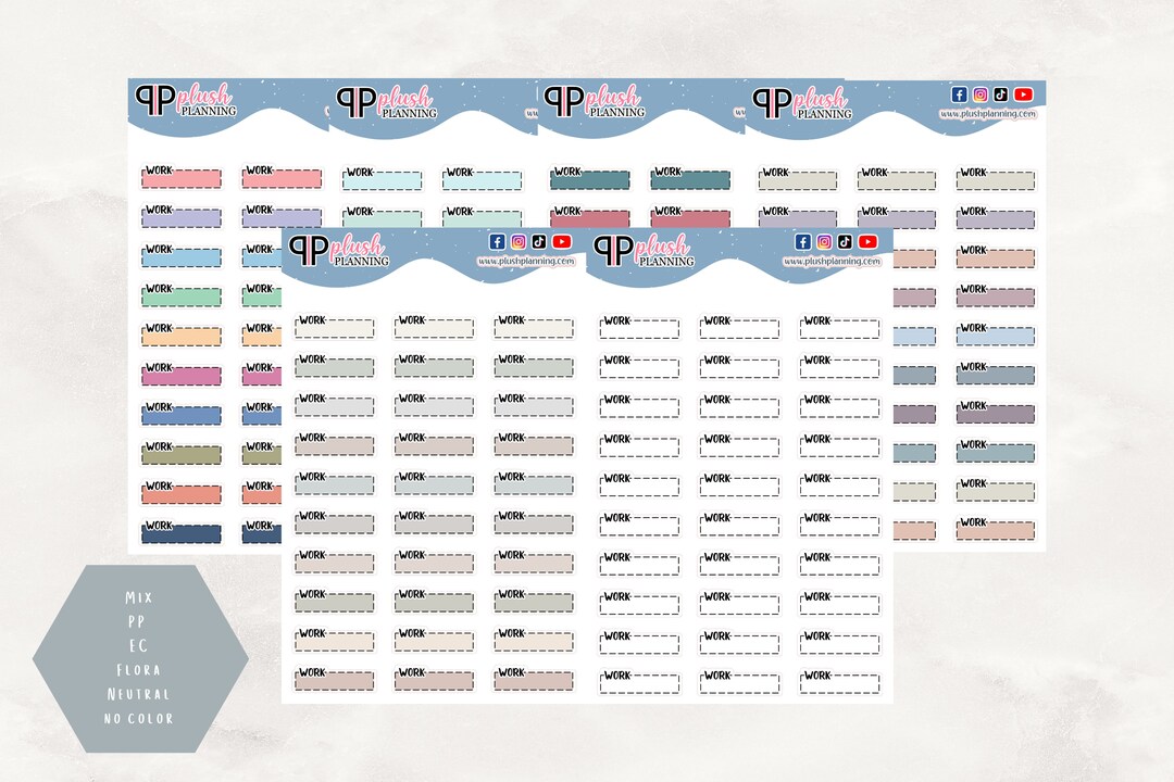 Work Dash Quarter Box Planner Stickers, Writable Functional Stickers ...