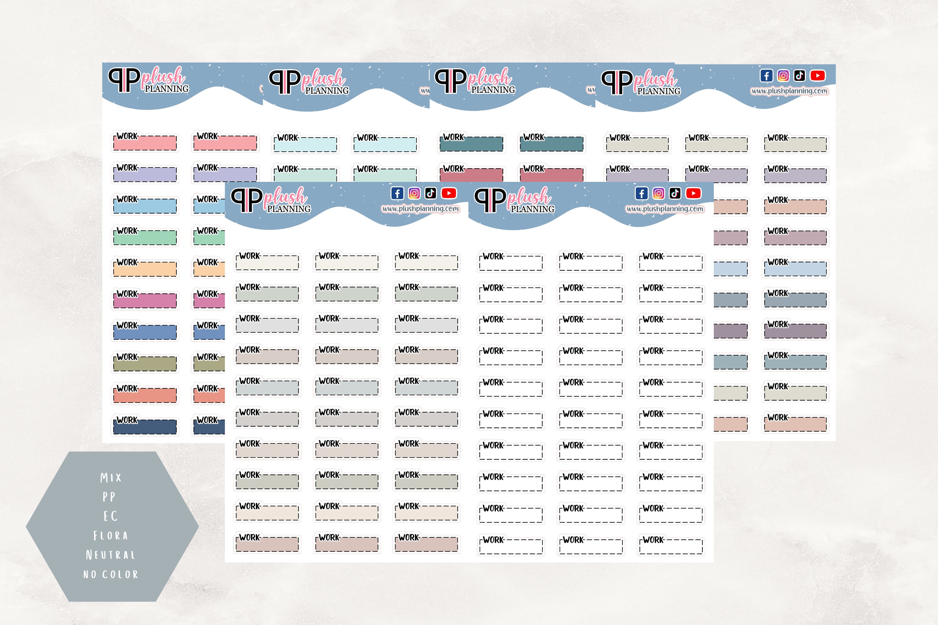 Work Dash Quarter Box Planner Stickers, Writable Functional Stickers ...