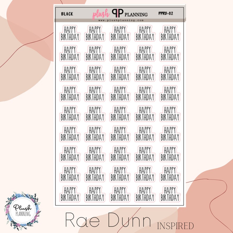 Happy Birthday Script Planner Stickers Rae Dunn Inspired - Etsy