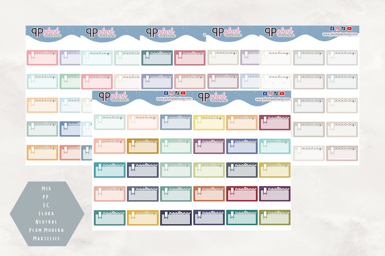 Meeting Label Writable Box Tracker Planner Stickers, Plush Planning - Etsy
