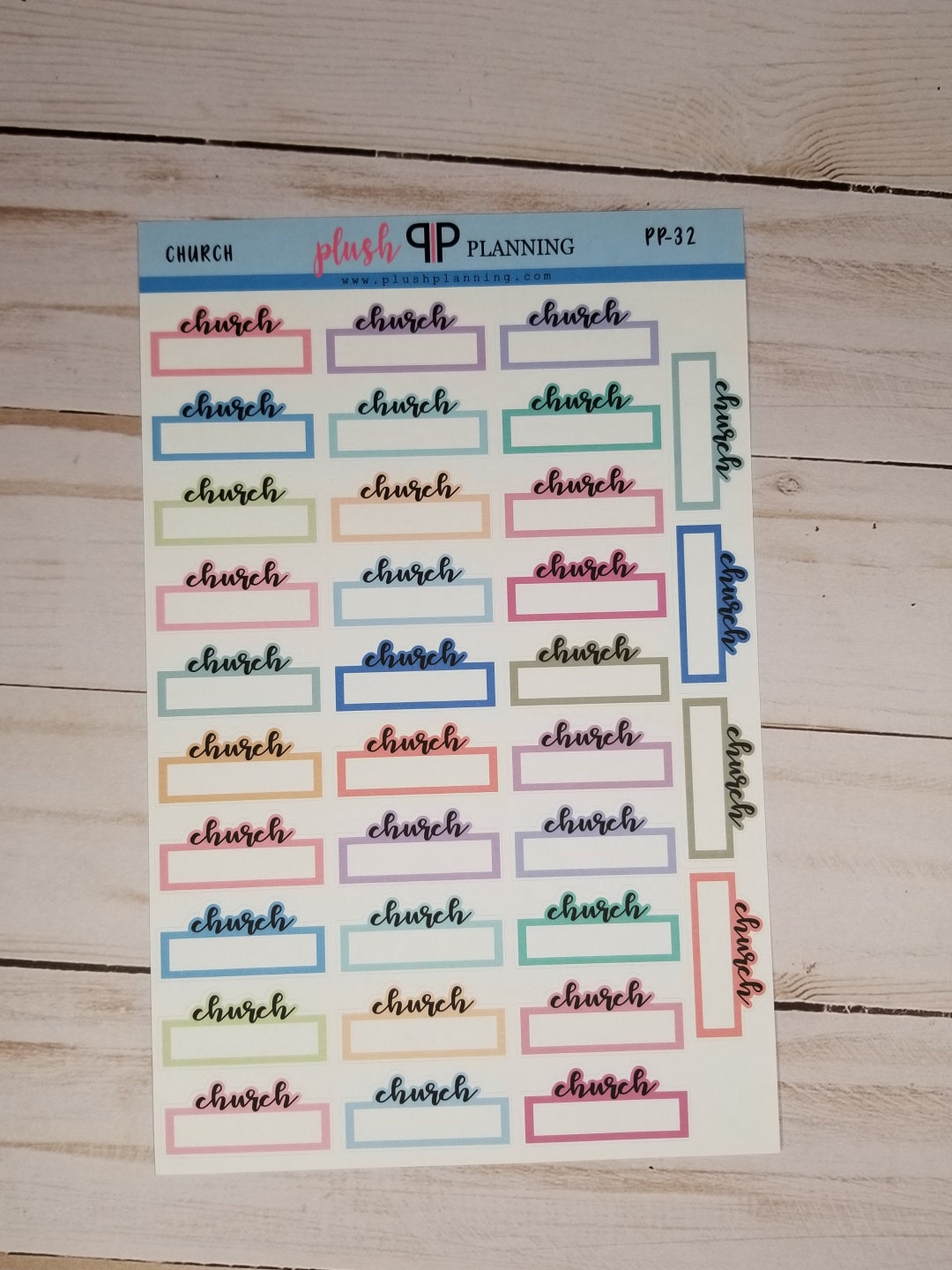 Church Script Box Planner Stickers - Etsy