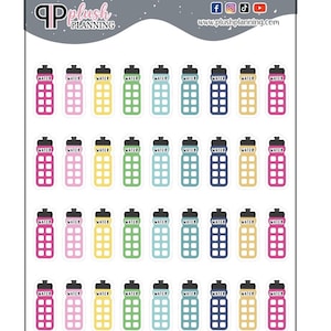 Water Hydrate Tracker Planner Stickers, Emily Ley Stickers, Functional Stickers, Scrapbooking Stickers, Plush Planning
