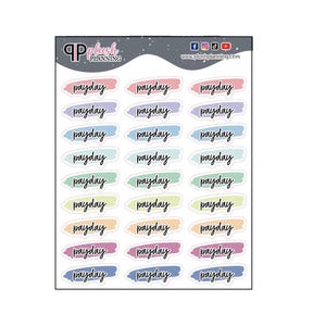 Payday Script Watercolor Swatches Planner Stickers, Fancy Planner Stickers, Functional Planner Stickers, Pick A Color