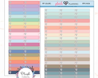 Pegatinas para planificador de lista de verificación con forma de corazón, colores variados, mate extraíble