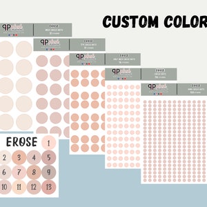 Custom Color Circle Dots Planner Stickers, Minimalist Collection, Erose Scheme,  Plush Planning