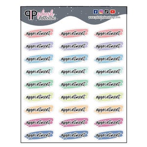 Appointment Script Watercolor Swatches Planner Stickers, Fancy Planner Stickers, Functional Planner Stickers, Pick A Color