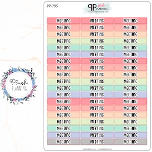 Meeting Header Planner Stickers, Mix Colors, Plush Planning