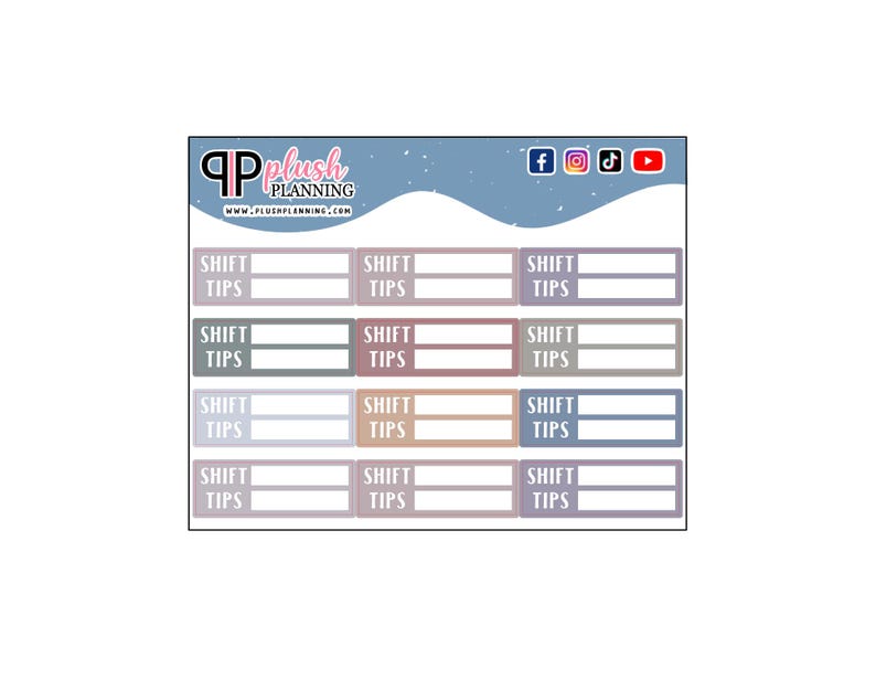 Work Shift Sticker Work Shift Tip Tracker Planner Stickers, Removable Matte, 12 Count - Etsy
