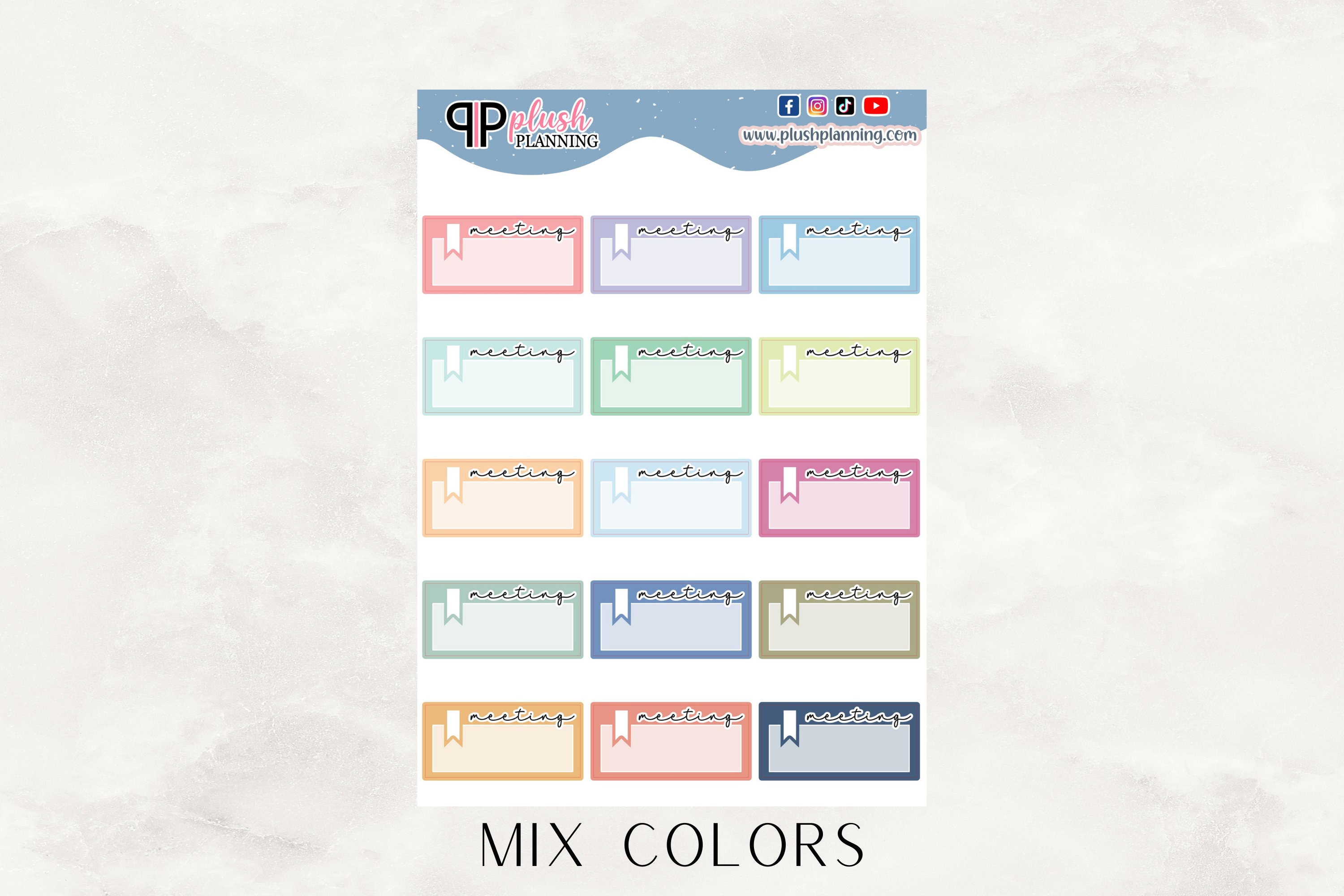 Meeting Label Writable Box Tracker Planner Stickers, Plush Planning - Etsy