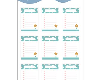 Beschrijfbare checklistbox plannerstickers, plakboekstickers