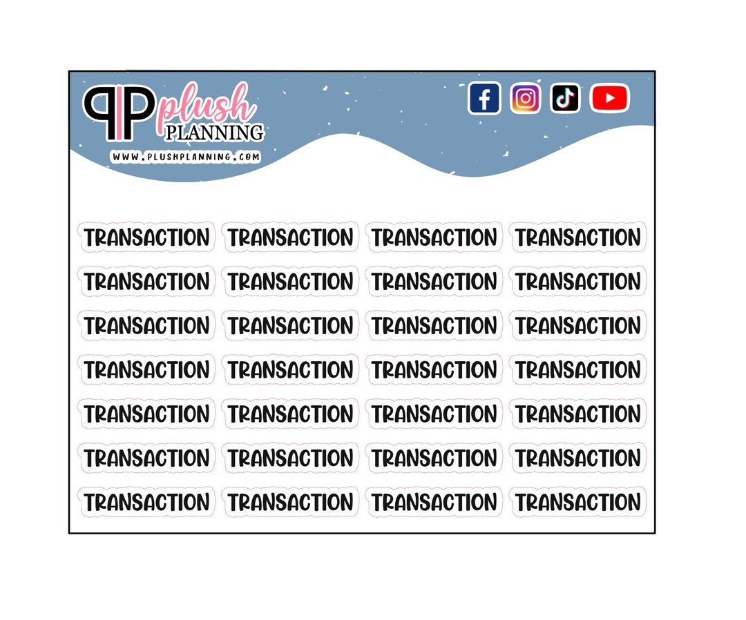 Transactional Writing Sticker Transaction Script Planner Stickers, Black Bold Font - Etsy