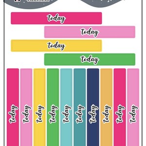 Today Label Block Planner Stickers - Emily Ley Simplified Colors, Mini Sheet Size, Today Tracker Labels