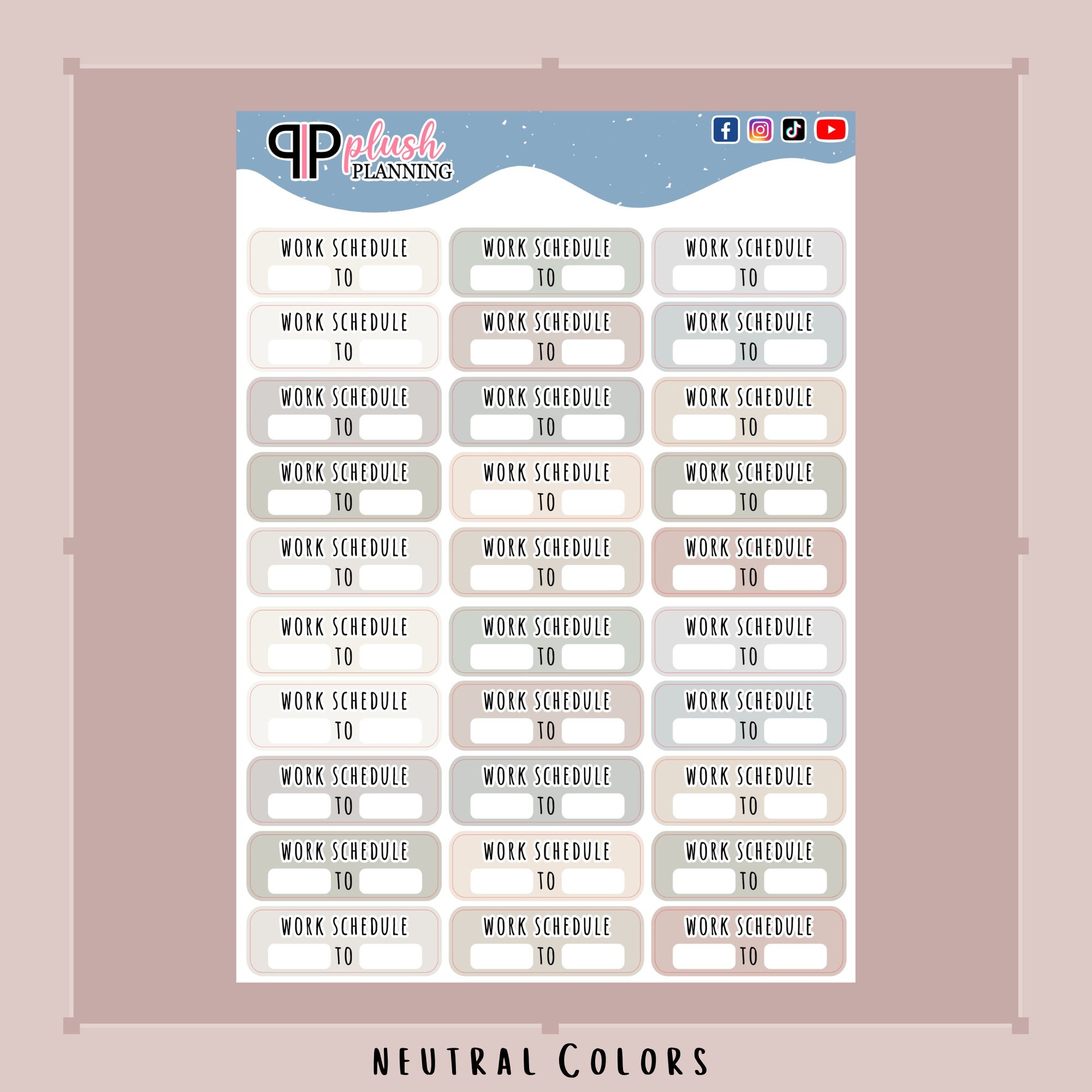 Work Schedule Tracker Planner Stickers - Etsy