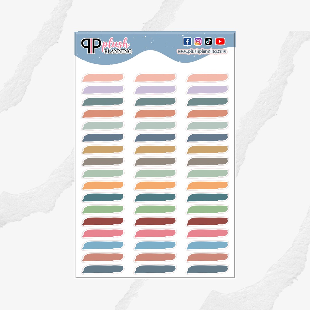 Writable Thick Highlighter Brush Stroke Inspired Label Planner Stickers