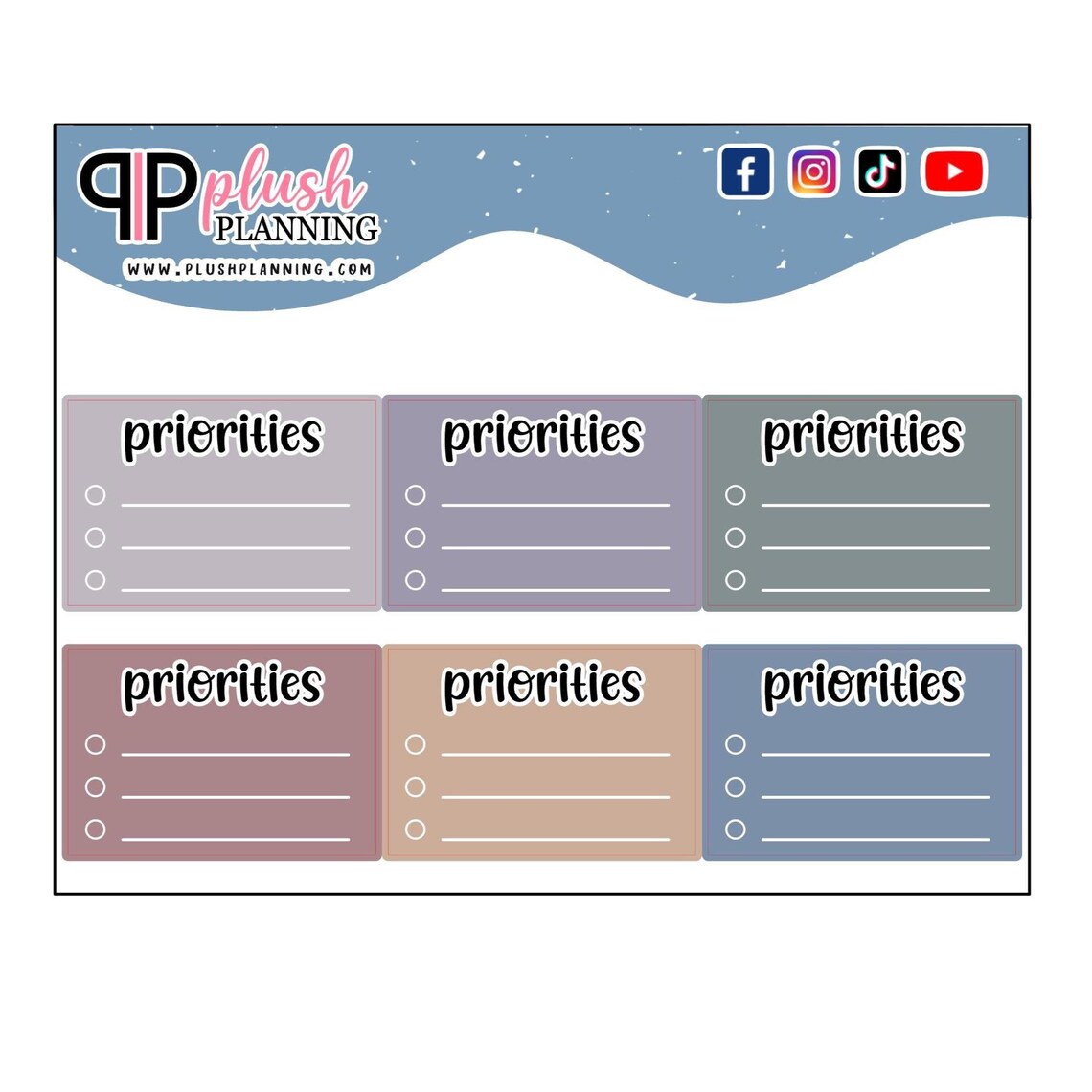 Priorities Checklist Planner Stickers, Dreamy Colors, Removable Matte ...
