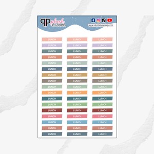 Lunch Diagonal Planner Stickers, Plush Planning Colors, Removable Stickers