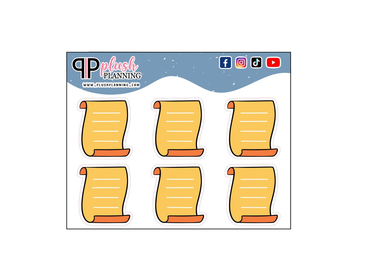 Scroll Notes Clip Art Stickers, Plush Planning, Scrapbooking (6 Ct) - Etsy