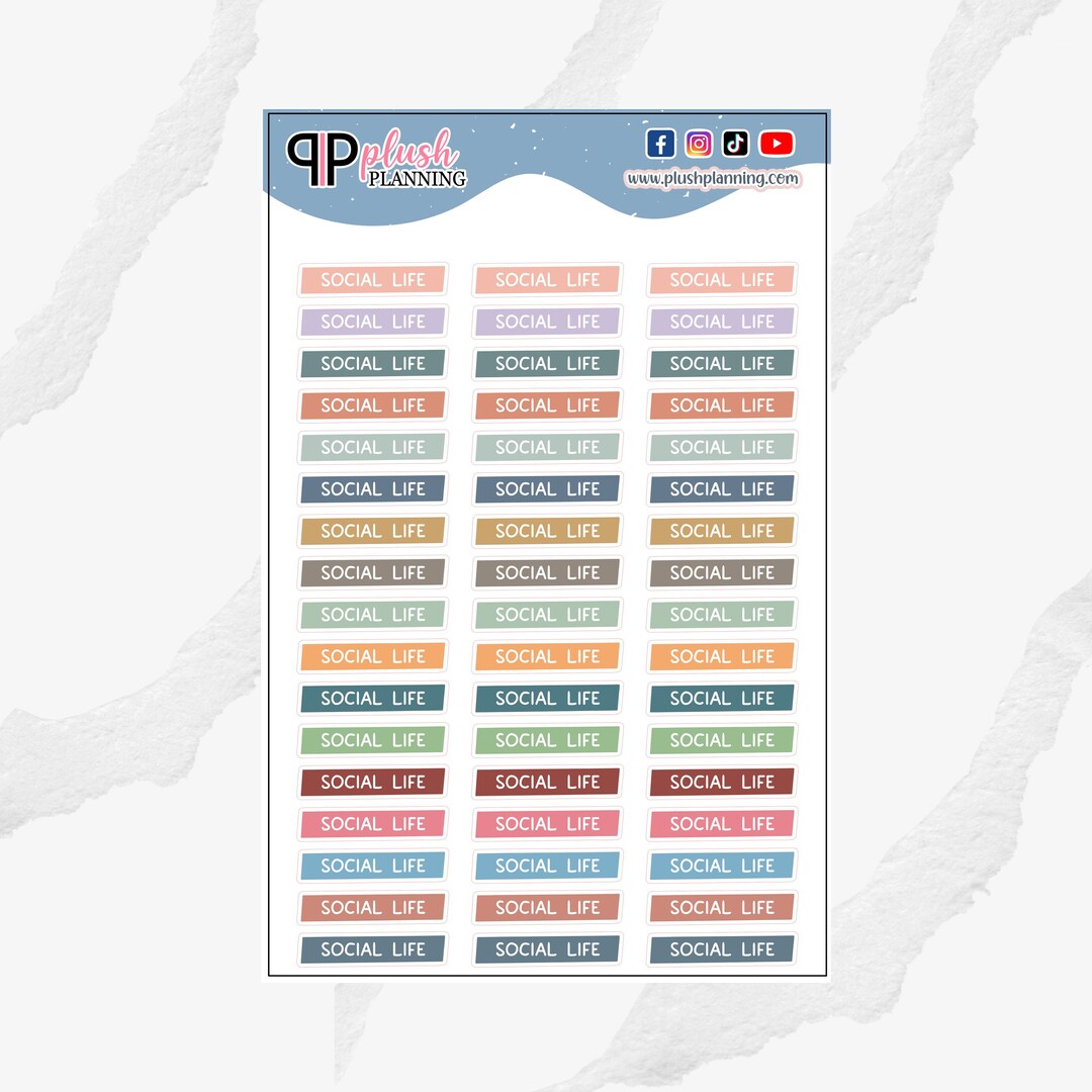 Social Life Diagonal Planner Stickers, Plush Planning Colors, Removable ...