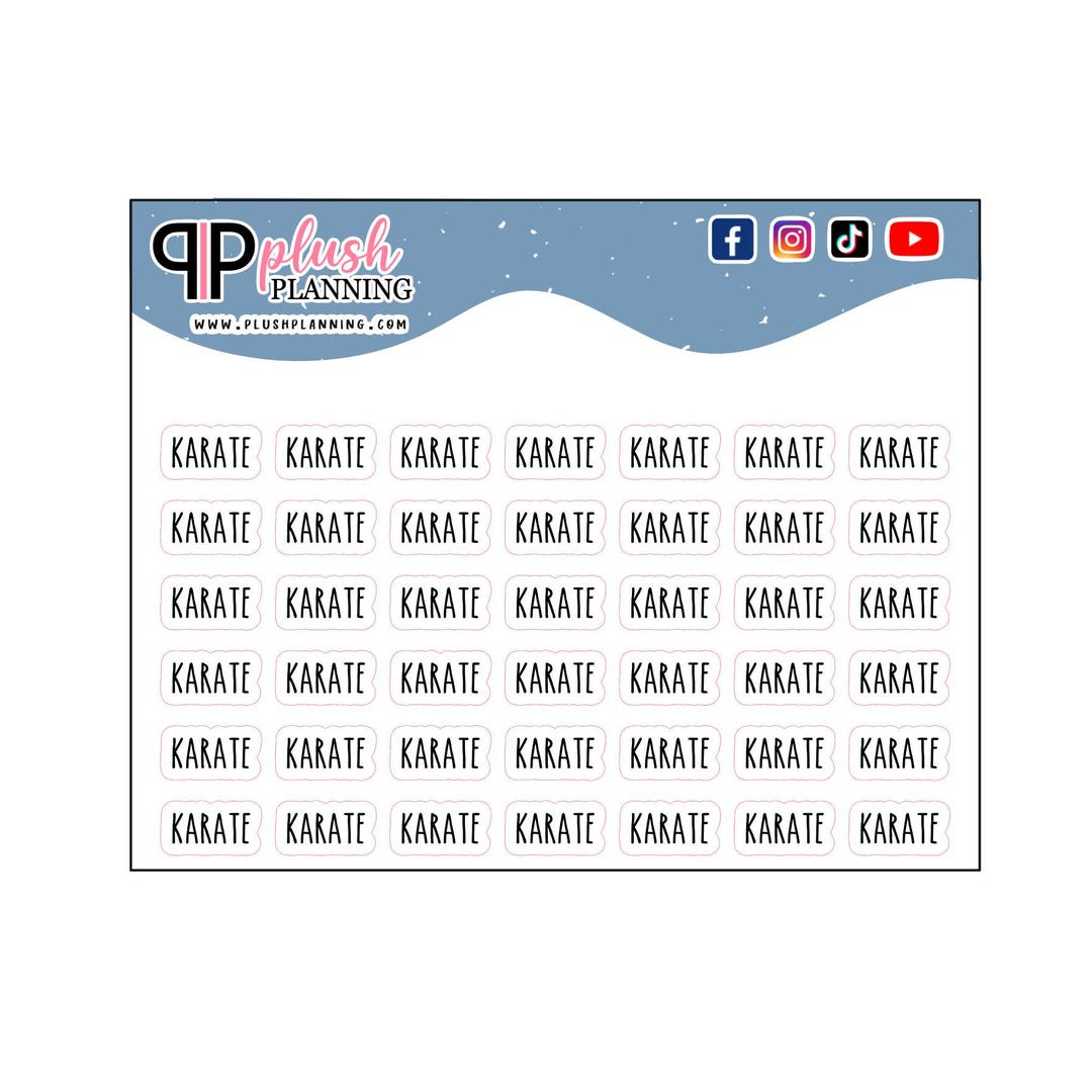 Karate Script Karate Script Planner Stickers, Rae Dunn Font, Functional Stickers - Etsy