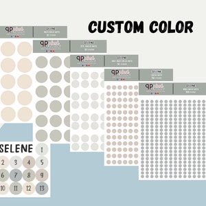 Custom Color Circle Dots Planner Stickers, Minimalist Collection, Selene Scheme, Plush Planning