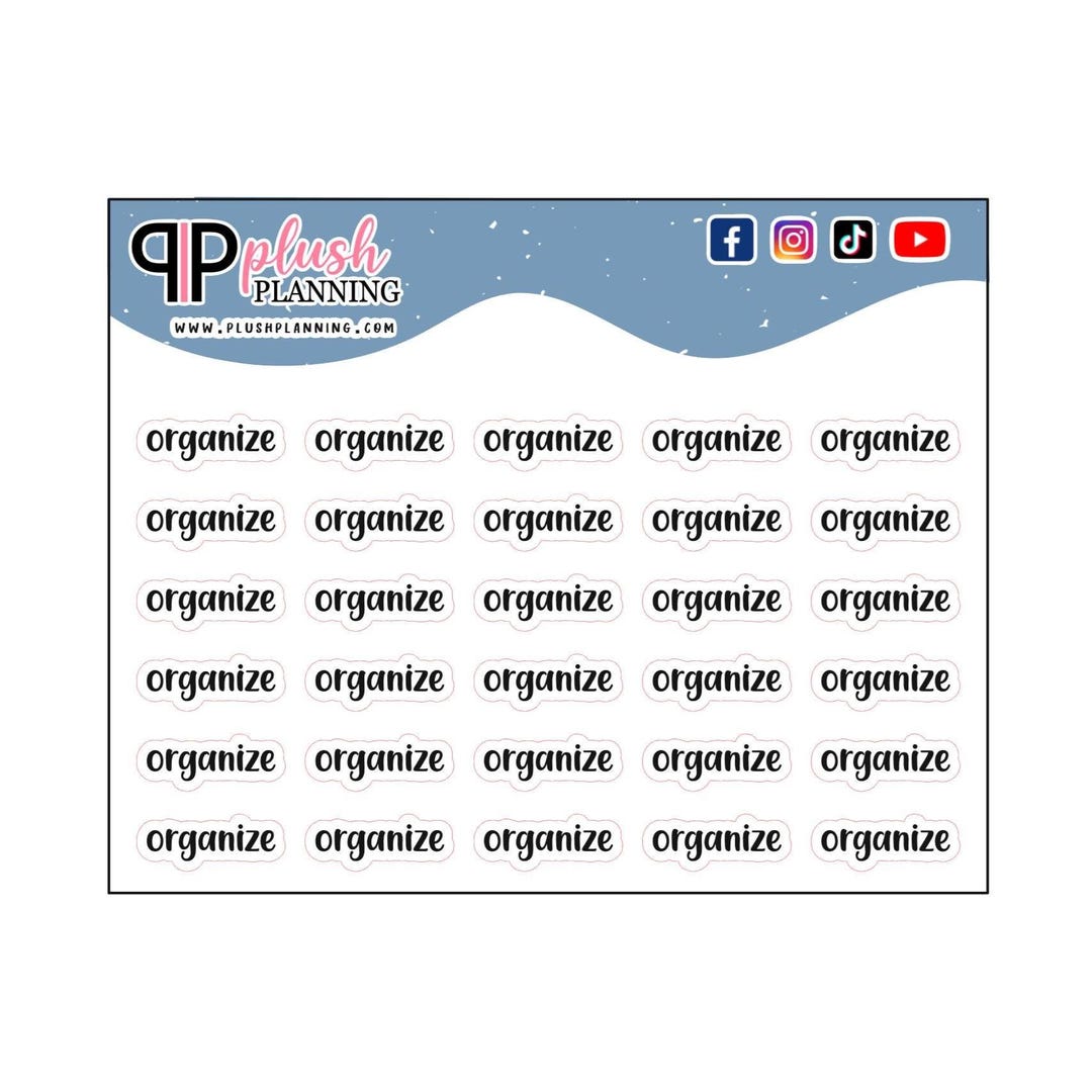 Organize Script Planner Stickers, Bold Black Font, 30 Minis - Etsy
