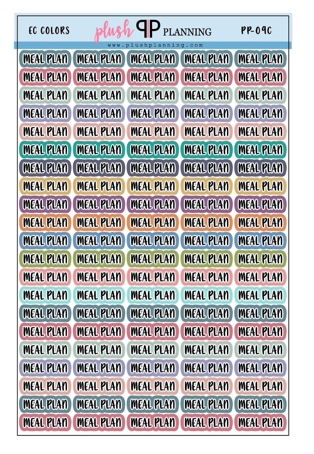 Meal Plan Script Planner Stickers, Pick A Color, Family Food Plan ...