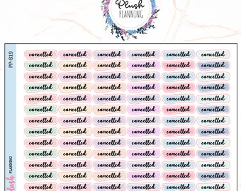 Cancelled Script with Solid Background Planner Stickers, Mix Colors, Plush Planning