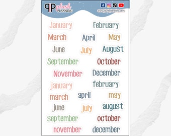 Monthly Script Planner Stickers, Style B, Plush Colors