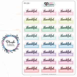 THANKFUL SCRIPT Box Label Planner Stickers