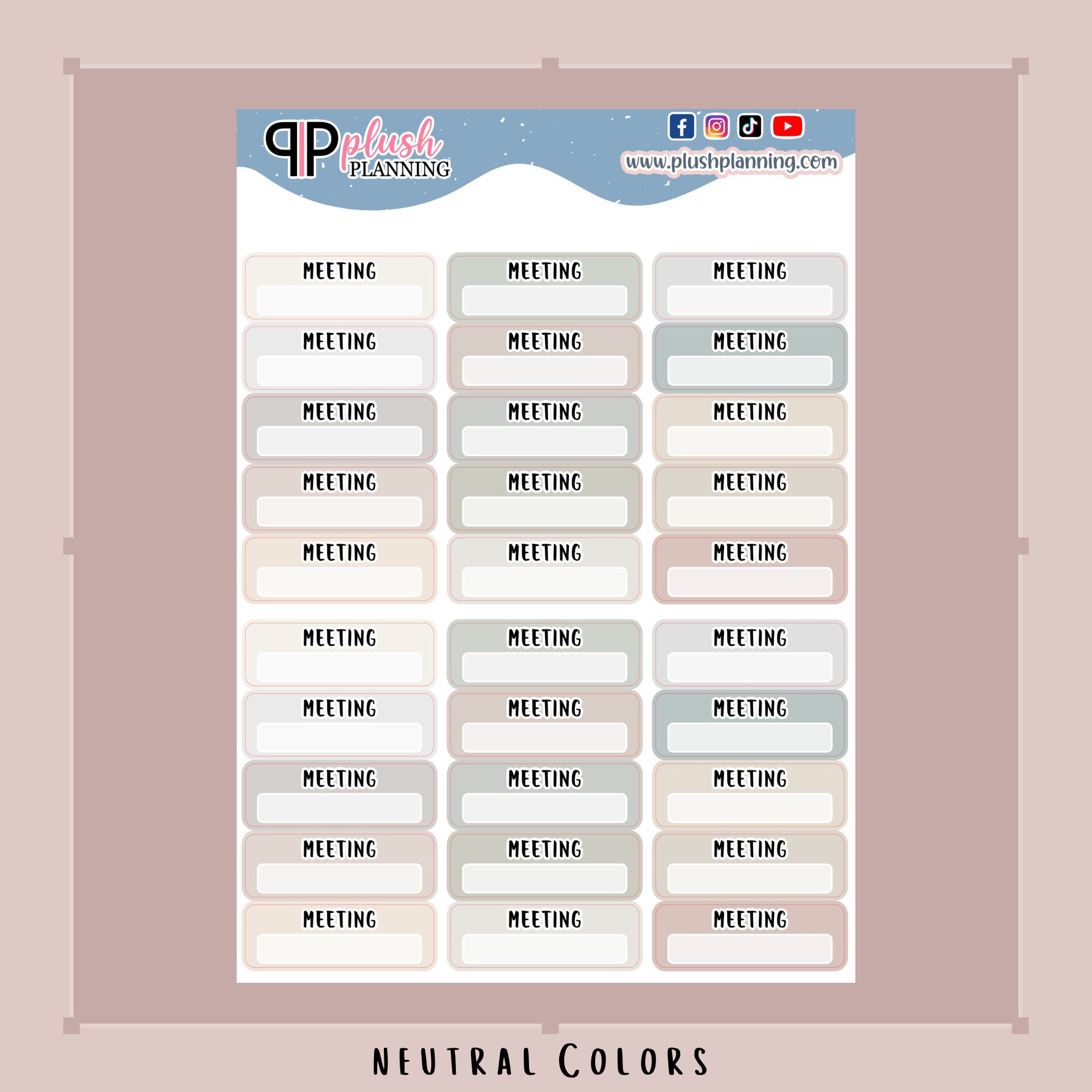 Meeting Label Box Tracker Planner Stickers - Etsy