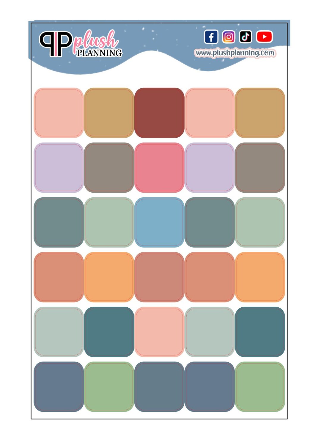 One Inch Color Square Writable 1 Inch Size Squares Tracker Labels Planner Stickers, Plush ...